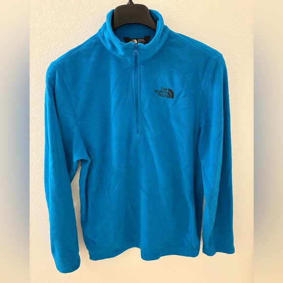 North Face Bright Blue Half Zip Fleece Pullover Sweater Men’s Size Medium - Picture 2 of 6